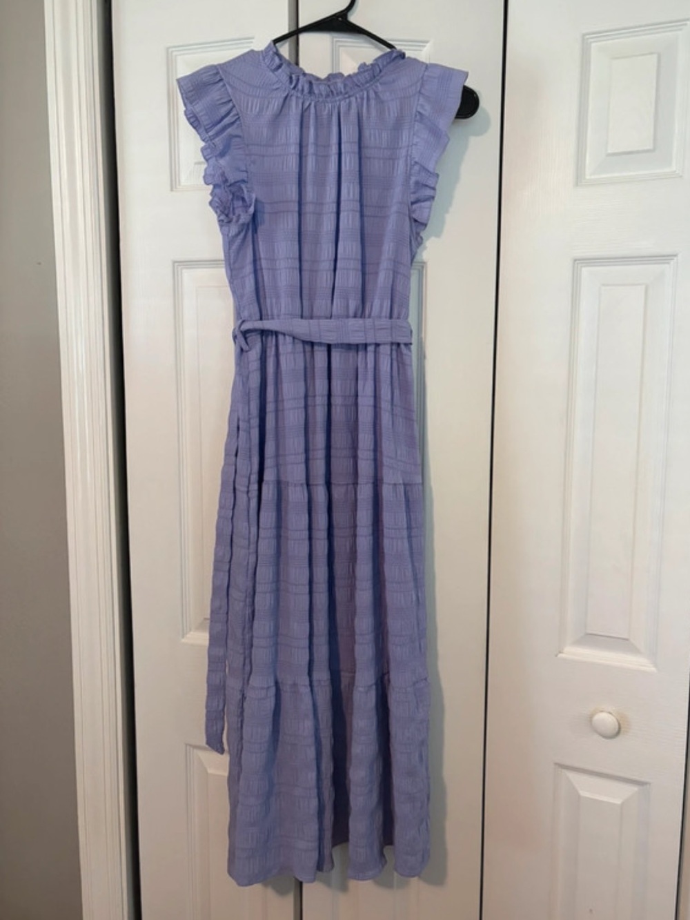 SHEIN Lavender Ruffle Sleeve Maxi Dress with Self-Tie Waist